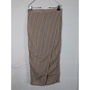 PRANA Breathe Skirt Womens Small Faux Wrap Pull On Midi Stripes Hippie Boho Midi